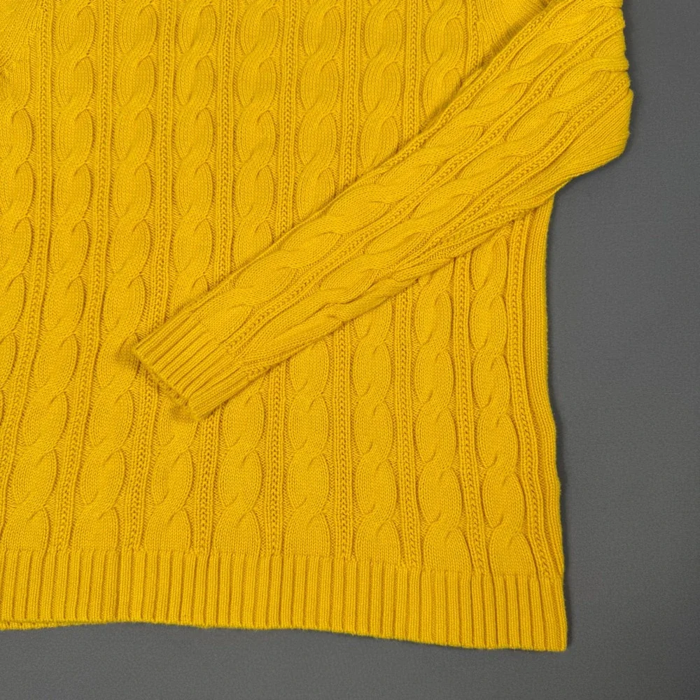 Lands' End Sweater Yellow Women's Medium 100% Cotton Excellent - Picture 7 of 9